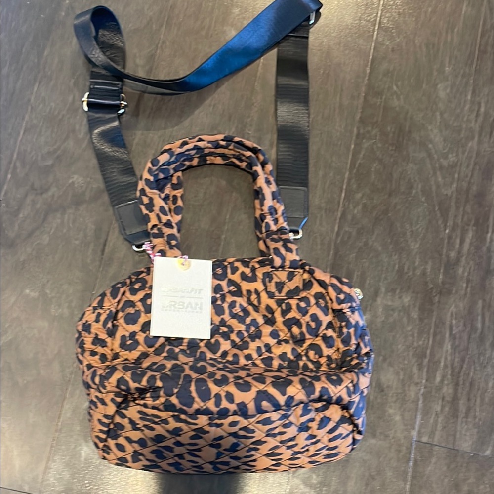 Brown and Black Leopard Print Shoulder Bag